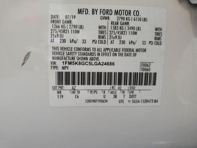 2020 FORD EXPLORER S - 1FM5K8GC5LGA24686