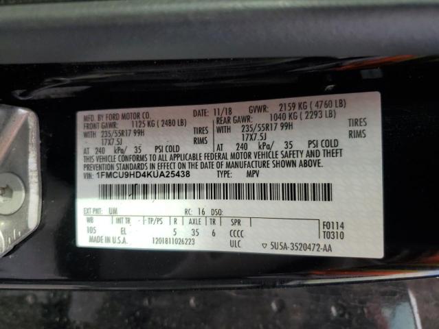 2019 FORD ESCAPE SEL - 1FMCU9HD4KUA25438