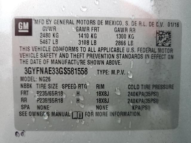 VIN 3GYFNAE33GS581558 2016 Cadillac SRX no.13