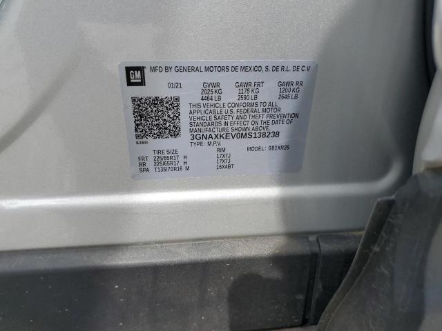 2021 CHEVROLET EQUINOX LT - 3GNAXKEV0MS138238