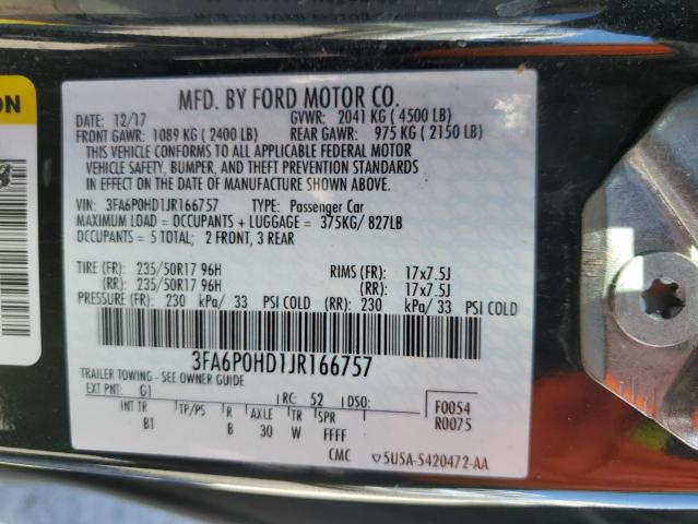 VIN 3FA6P0HD1JR166757 2018 Ford Fusion, SE no.12