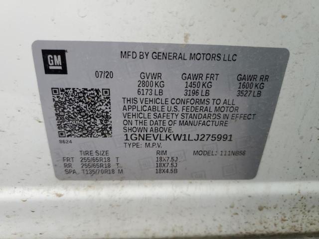 VIN 1GNEVLKW1LJ275991 2020 CHEVROLET TRAVERSE no.12