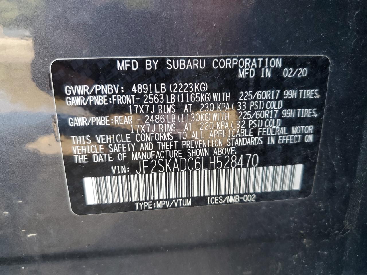 Lot #2918990575 2020 SUBARU FORESTER