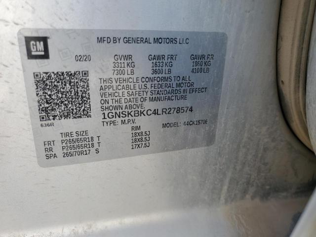 2020 CHEVROLET TAHOE K150 - 1GNSKBKC4LR278574