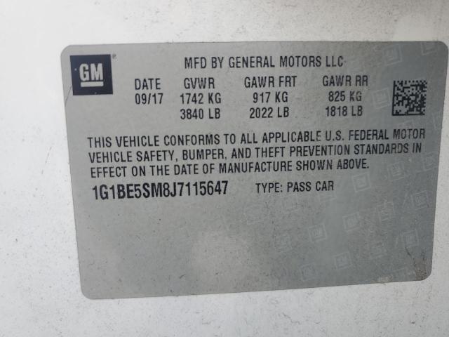 2018 CHEVROLET CRUZE LT - 1G1BE5SM8J7115647