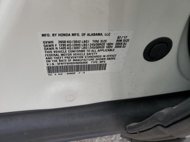 2017 HONDA PILOT ELIT - 5FNYF6H03HB056908