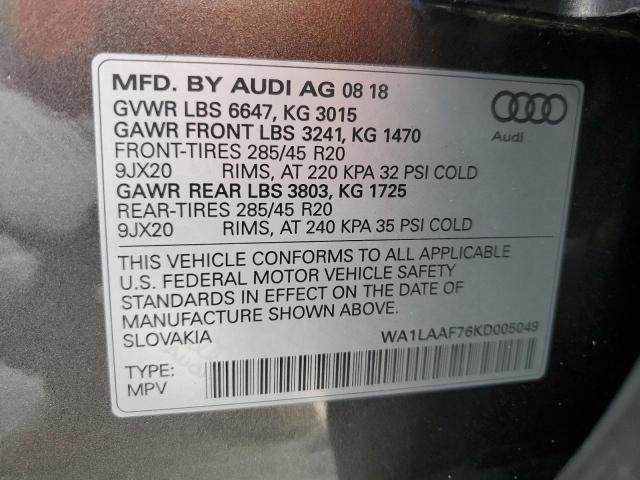 VIN WA1LAAF76KD005049 2019 Audi Q7, Premium Plus no.13