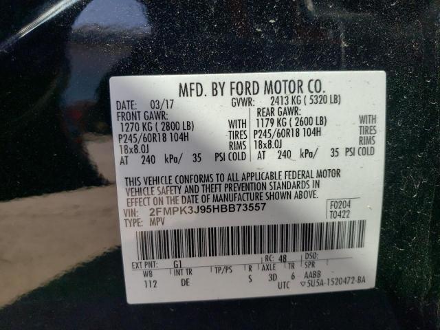 VIN 2FMPK3J95HBB73557 2017 Ford Edge, Sel no.14