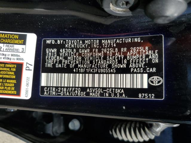 VIN 4T1BF1FK3FU905545 2015 Toyota Camry, LE no.12