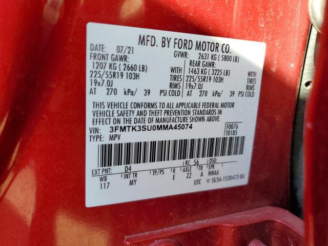 2021 FORD MUSTANG MA - 3FMTK3SU0MMA45074