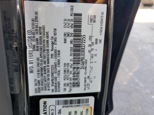 VIN 3FA6P0LU2KR272255 2019 Ford Fusion, SE no.12