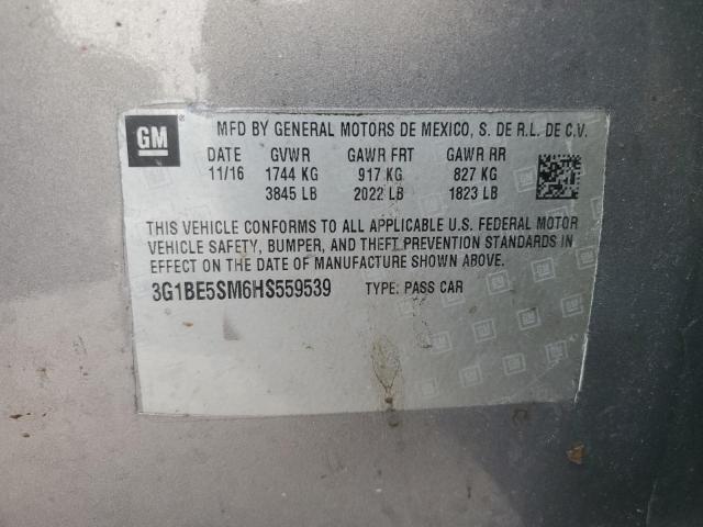 2017 CHEVROLET CRUZE LT - 3G1BE5SM6HS559539