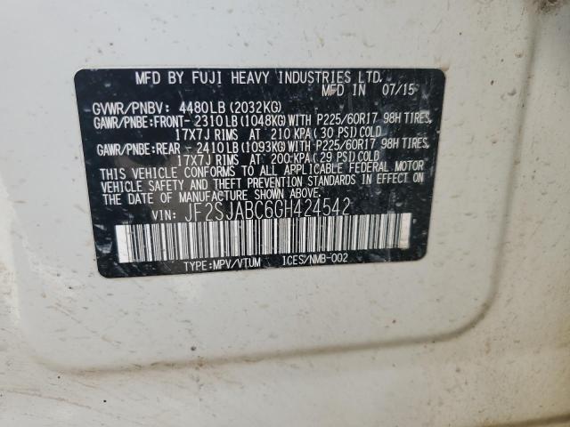 2016 SUBARU FORESTER 2 - JF2SJABC6GH424542