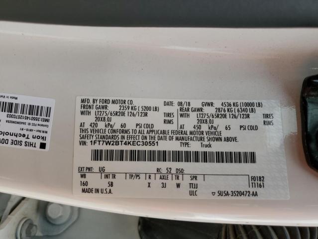 2019 FORD F250 SUPER - 1FT7W2BT4KEC30551