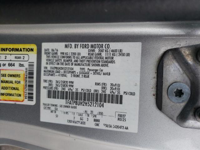 2017 FORD MUSTANG - 1FATP8UH2H5212104