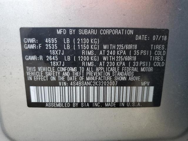 VIN 4S4BSANC2K3202007 2019 Subaru Outback, 2.5I Lim... no.14