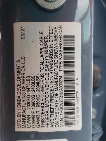 VIN 1HGCV2F31MA030234 2021 HONDA ACCORD no.13