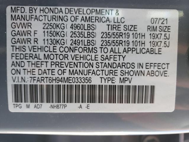 VIN 7FART6H94ME033356 2021 Honda CR-V, Touring no.14