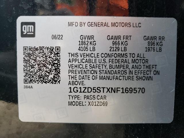 2022 CHEVROLET MALIBU LT - 1G1ZD5STXNF169570