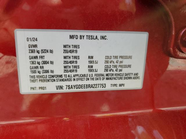 2024 TESLA MODEL Y - 7SAYGDEE8RA227753