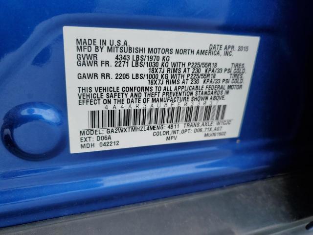 2015 MITSUBISHI OUTLANDER - 4A4AR3AU8FE033037