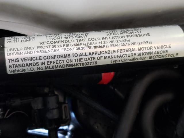 2019 DUCATI MONSTER 79 ML0MADBM4KT002776