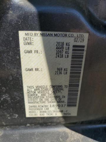 2019 NISSAN ALTIMA SR - 1N4BL4CW2KC189037