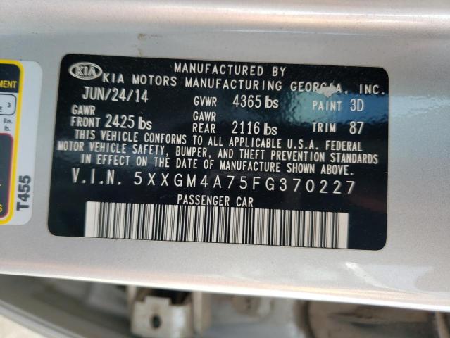 VIN 5XXGM4A75FG370227 2015 KIA Optima, LX no.12