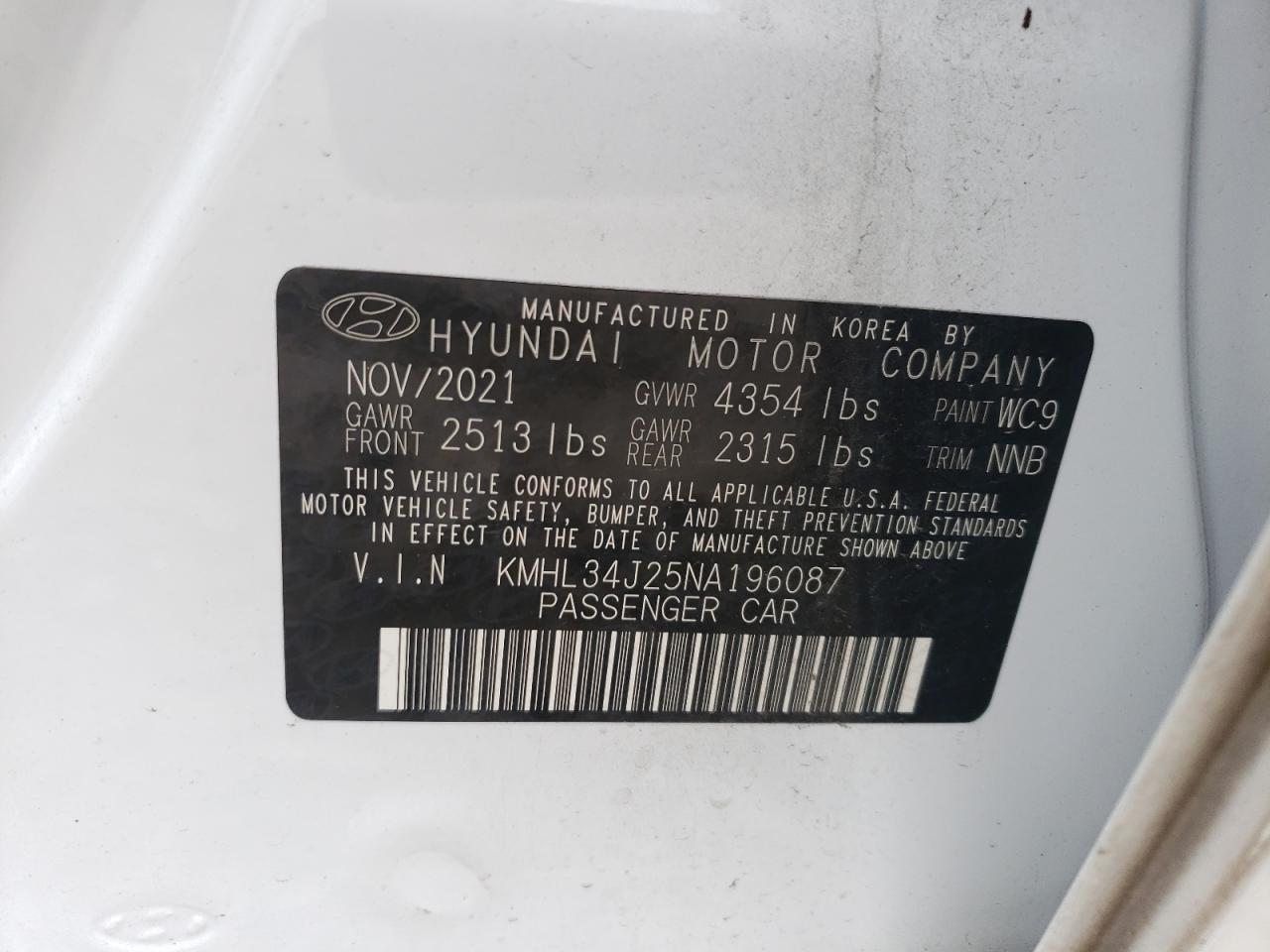 Lot #2962563716 2022 HYUNDAI SONATA LIM