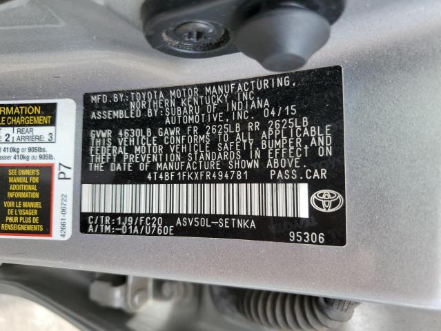 VIN 4T4BF1FKXFR494781 2015 Toyota Camry, LE no.12