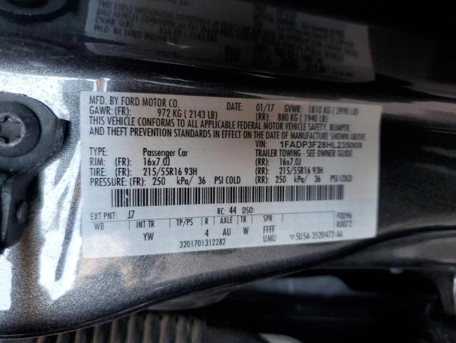 2017 FORD FOCUS SE - 1FADP3F28HL235009