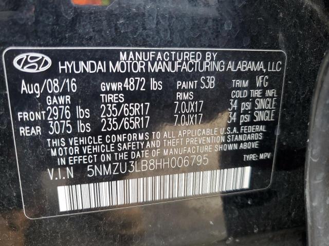 2017 HYUNDAI SANTE FE 5NMZU3LB8HH006795