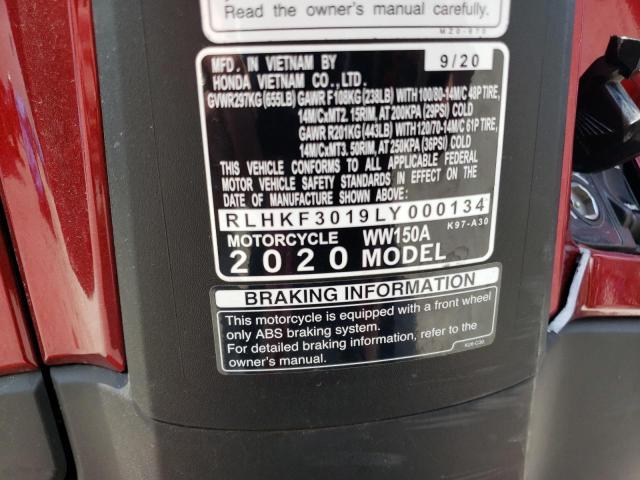 2020 HONDA WW150 A RLHKF3019LY000134