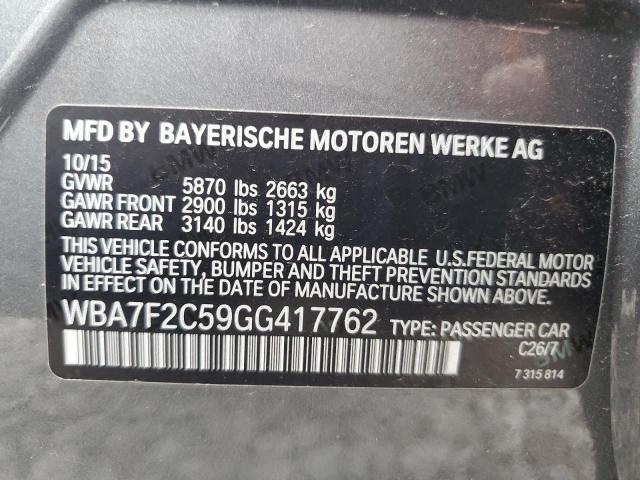 VIN WBA7F2C59GG417762 2016 BMW 7 Series, 750 XI no.12