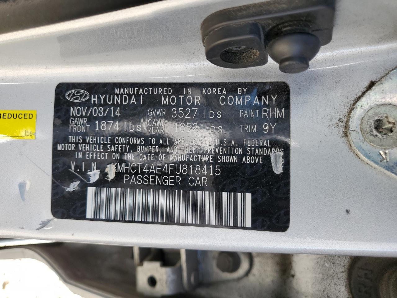 Lot #2893179663 2015 HYUNDAI ACCENT GLS