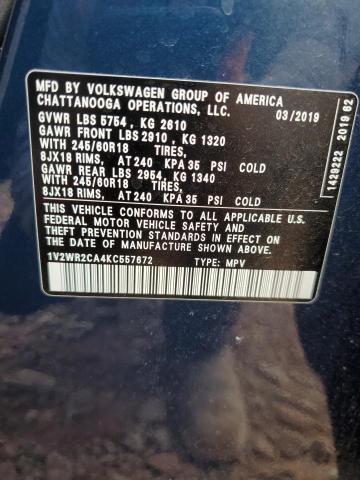 2019 VOLKSWAGEN ATLAS SE - 1V2WR2CA4KC557672
