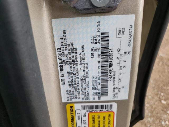 VIN 3FA6P0G70HR108824 2017 Ford Fusion, S no.12