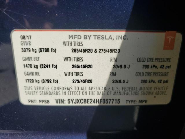 VIN 5YJXCBE24HF057715 2017 Tesla MODEL X no.13