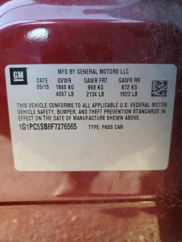 2015 CHEVROLET CRUZE LT - 1G1PC5SB8F7276565