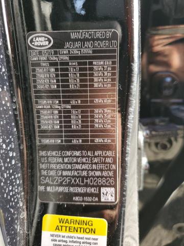 2020 LAND ROVER RANGE ROVE - SALZP2FXXLH028826