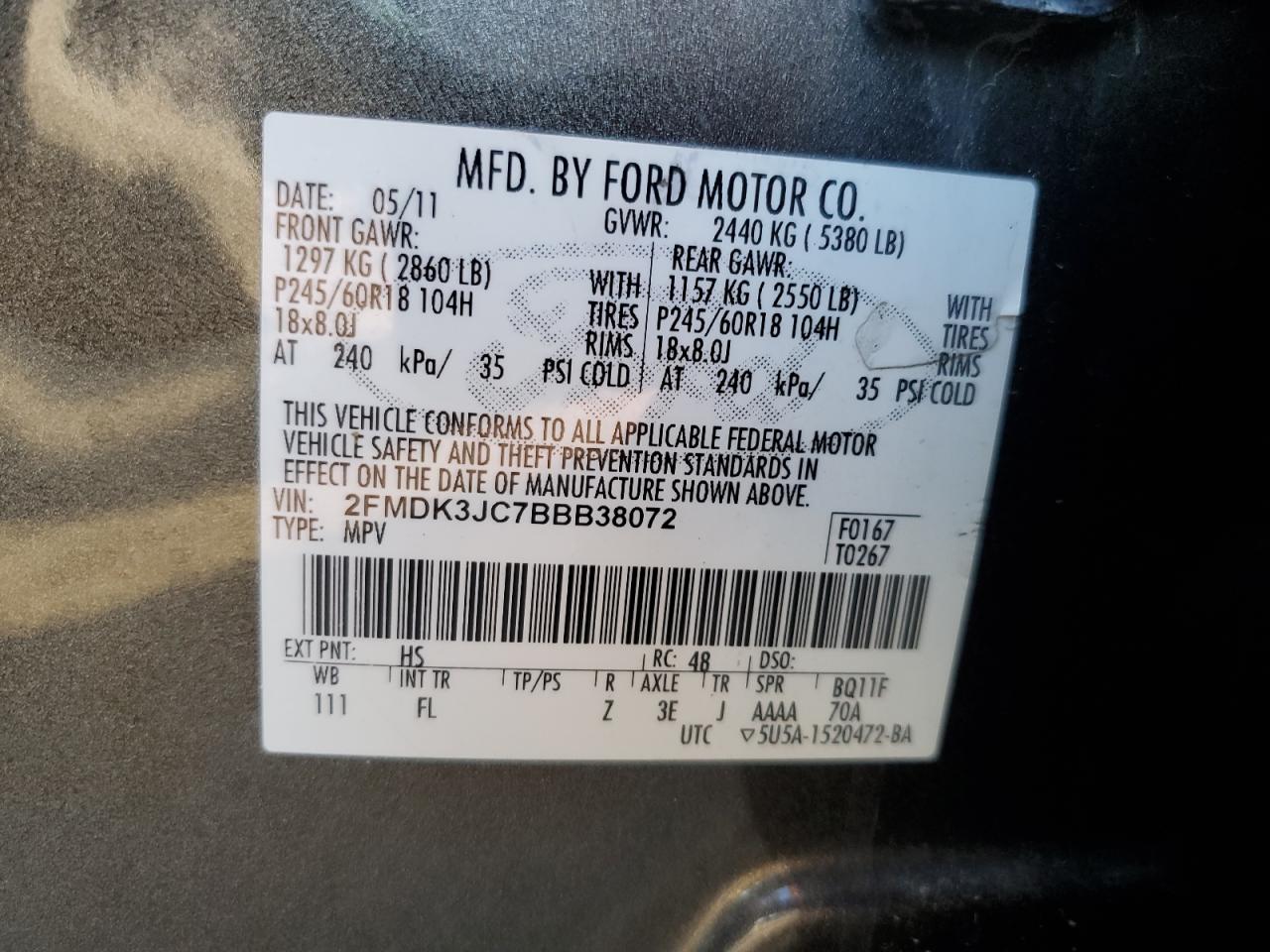 Lot #2921679548 2011 FORD EDGE SEL