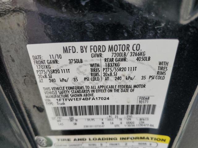 2011 FORD F-150 SUPE 1FTFW1EF4BFA17024  72343434