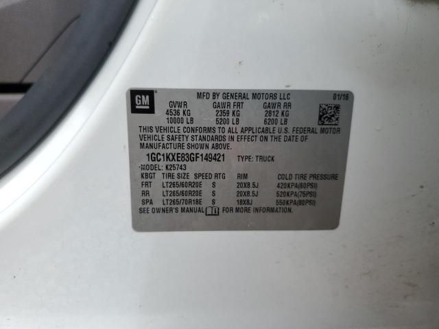 2016 CHEVROLET SILVERADO - 1GC1KXE83GF149421