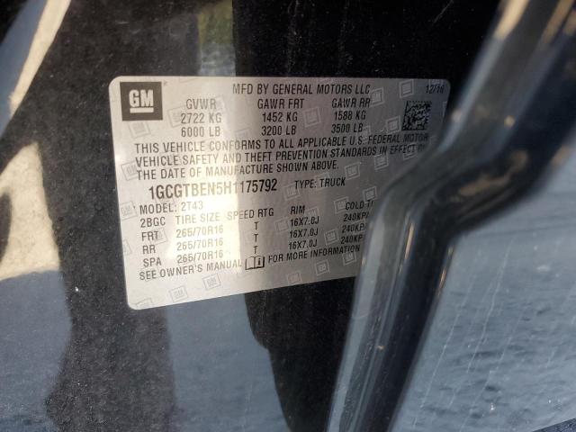 2017 CHEVROLET COLORADO - 1GCGTBEN5H1175792