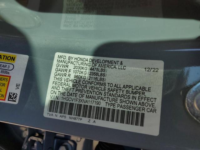 2022 HONDA ACCORD SPO - 1HGCV1F3XNA117190