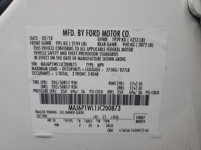 2018 FORD ECOSPORT T MAJ6P1WL1JC200873