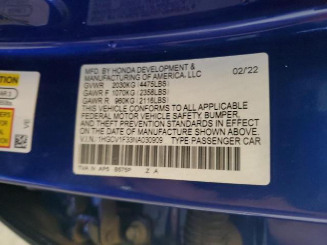2022 HONDA ACCORD SPO - 1HGCV1F33NA030909