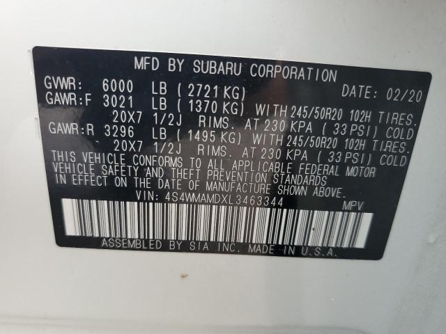 2020 SUBARU ASCENT LIM 4S4WMAMDXL3463344  69638904