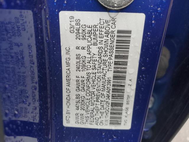 VIN 1HGCV2F34KA013991 2019 Honda Accord, Sport no.13