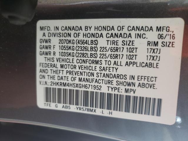 VIN 2HKRM4H5XGH671952 2016 Honda CR-V, EX no.13